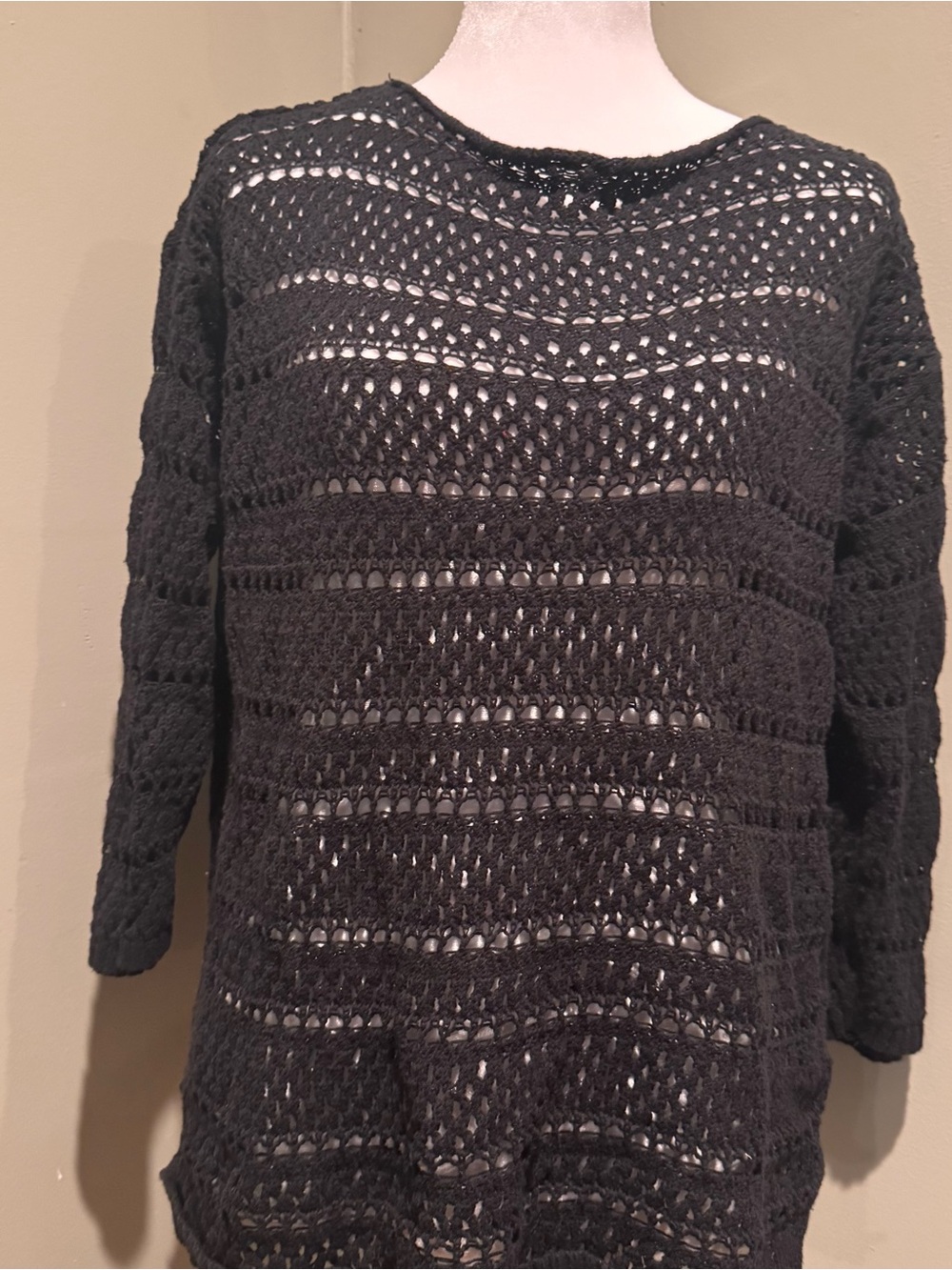 Black Open Knit Women’s Sweater